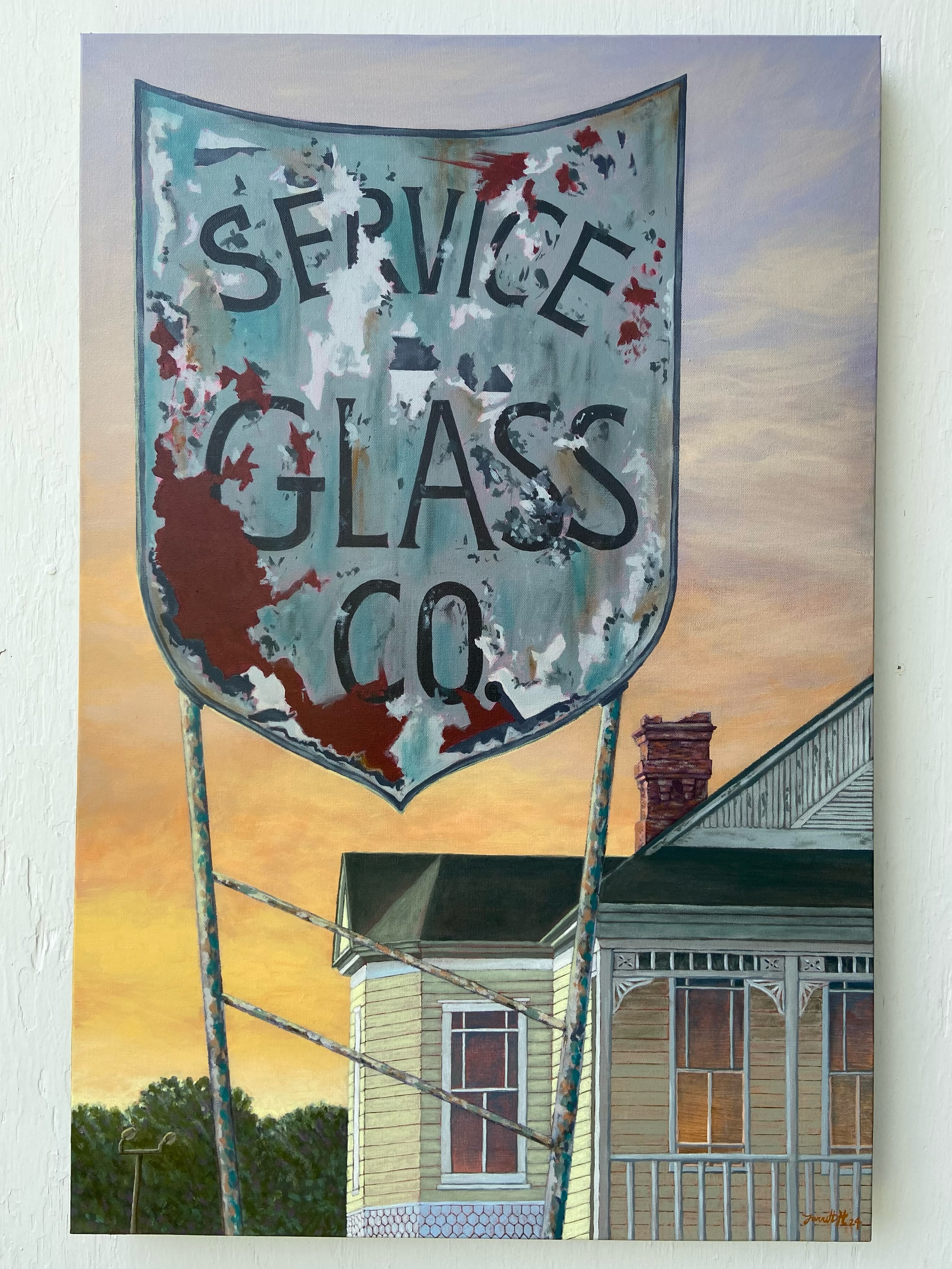I looked back and realized I never gave this painting its own post when it was done and thought I should probably do that! Only 2 years late 😅

Service Glass Co.
24x36 
Acrylic on canvas
Private collection